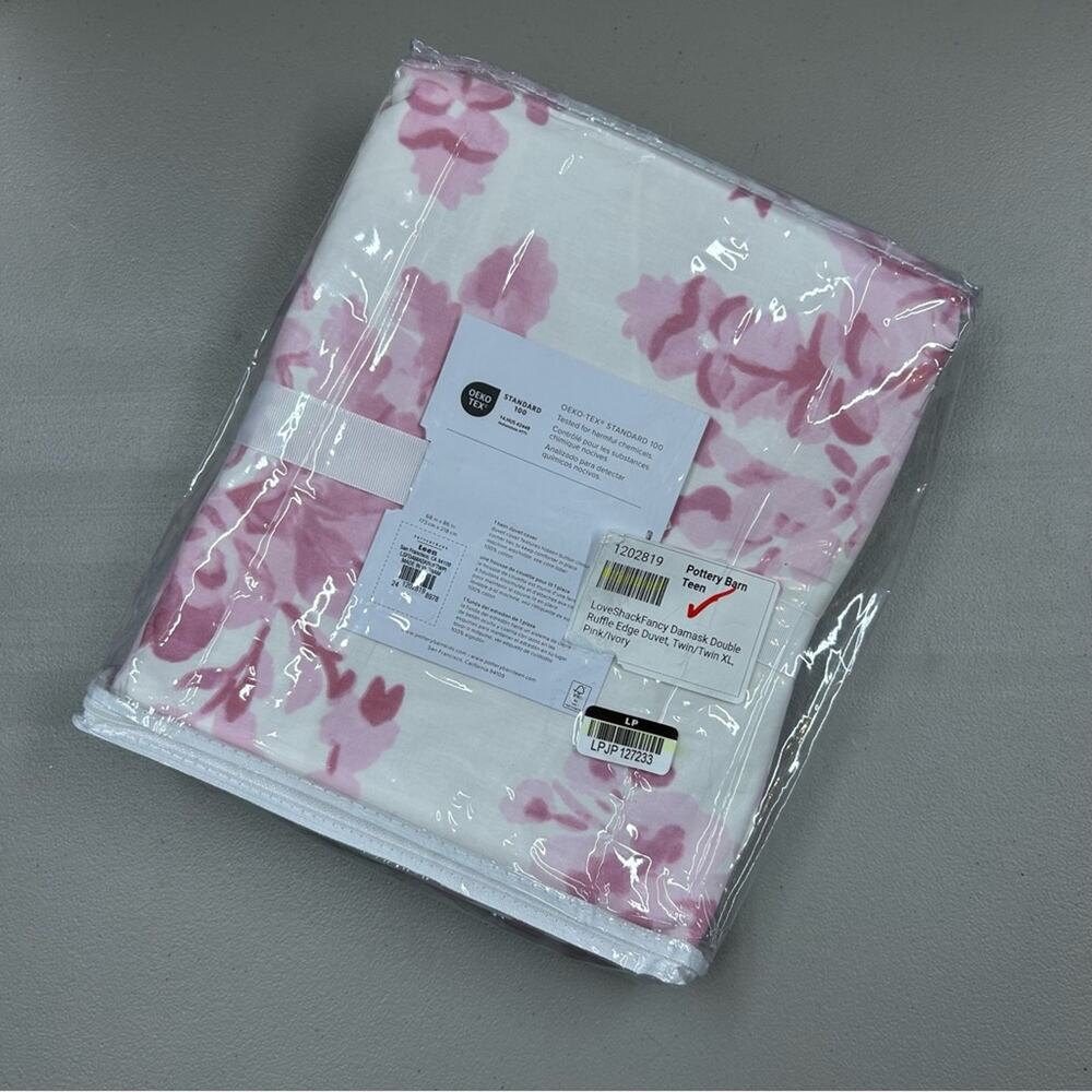 LoveShackFancy x Pottery Barn Garden Damask Ruffle Duvet Cover Bedding TWIN NWT - Picture 5 of 5